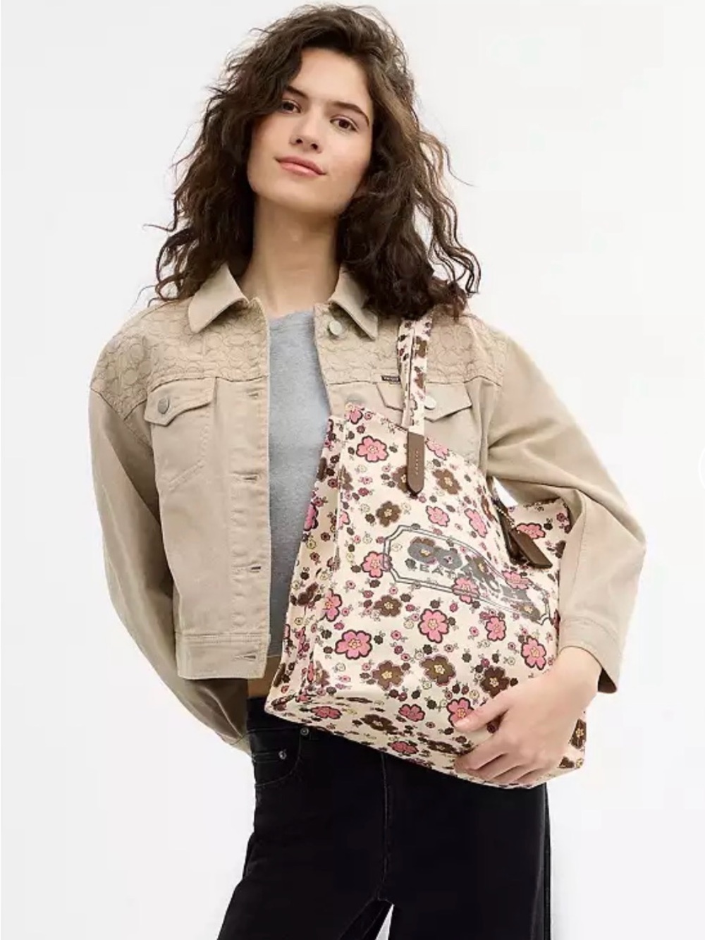🌸Coach NWT Tropical Floral Print Canvas Tote Bag - Picture 2 of 8